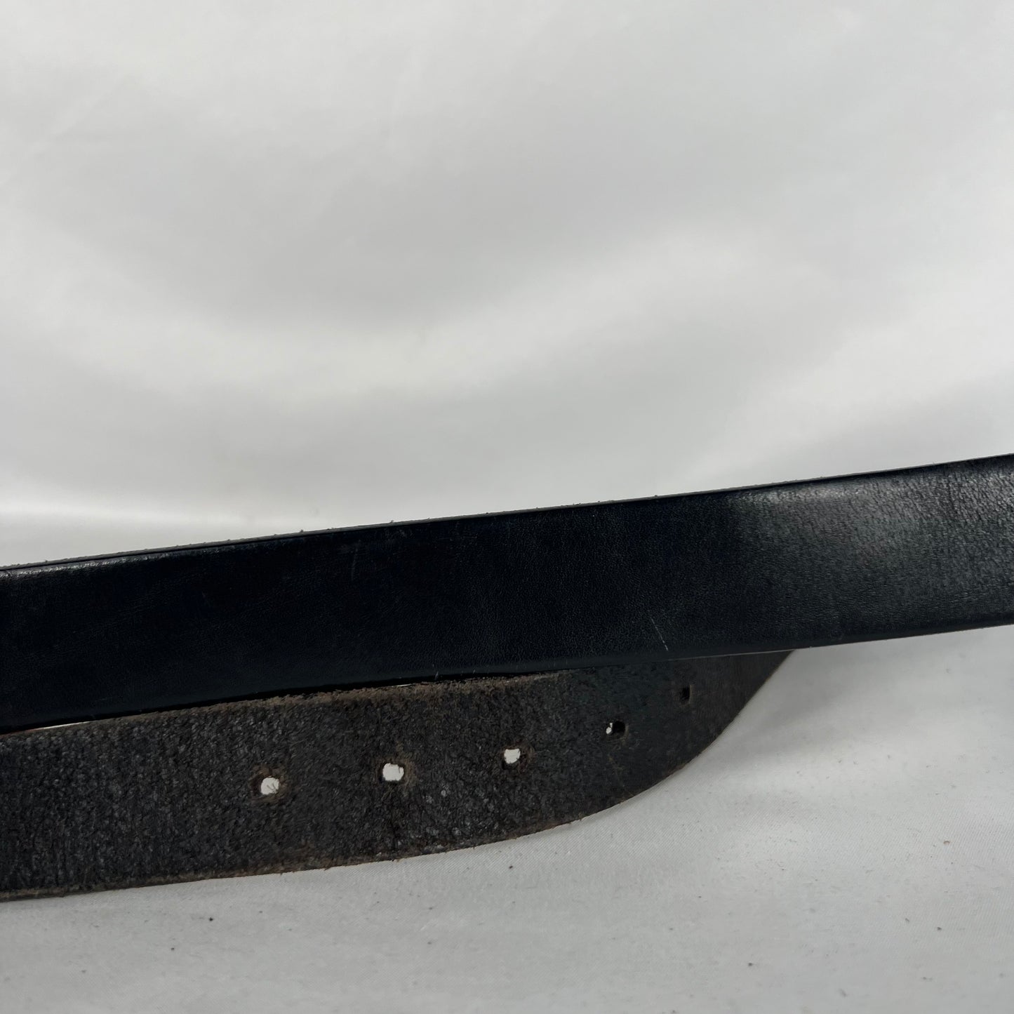 90s 3 Piece Metal Black Leather Belt- 28"-32"