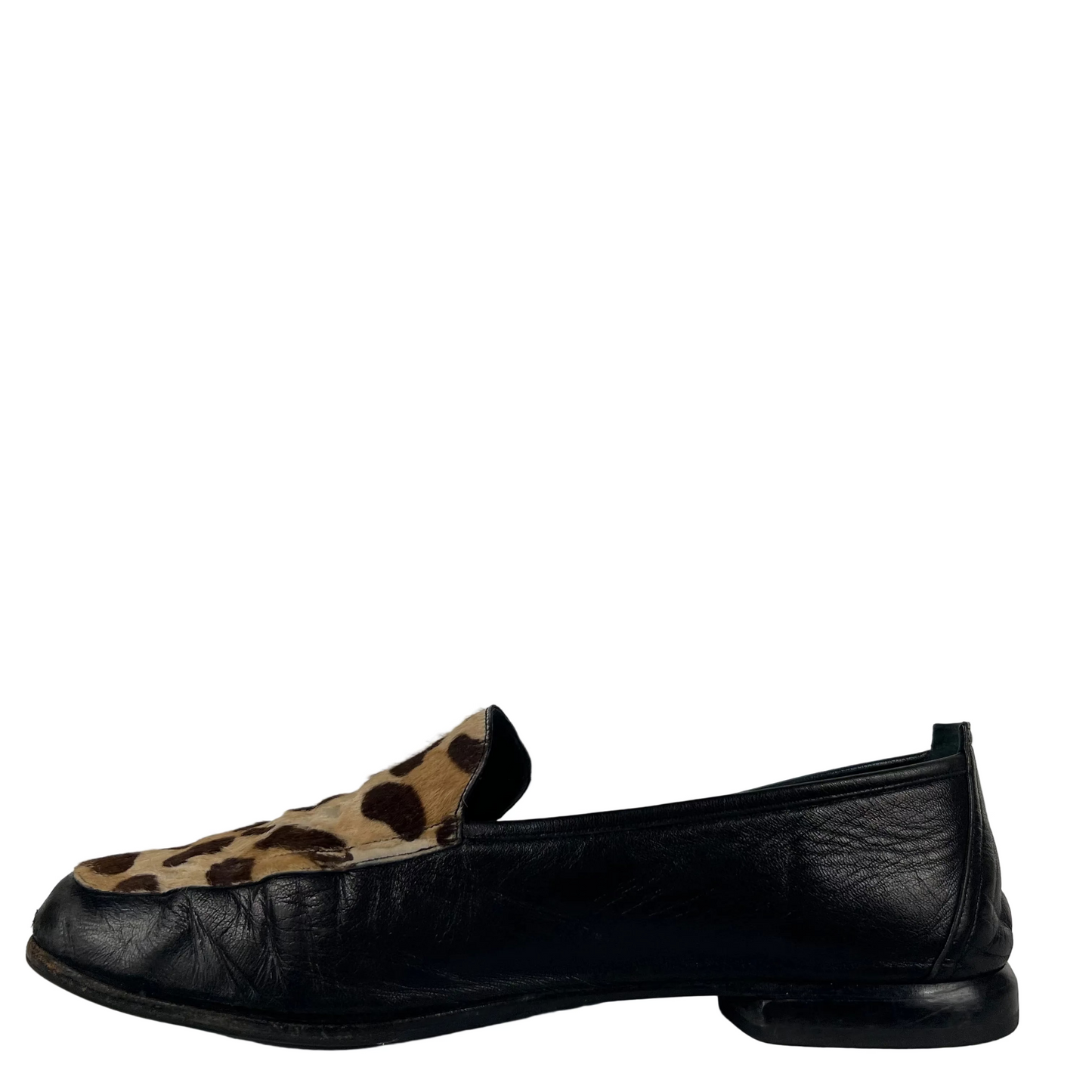 00s Black Leather Cheetah Print Loafers- M's 7, W's 8.5