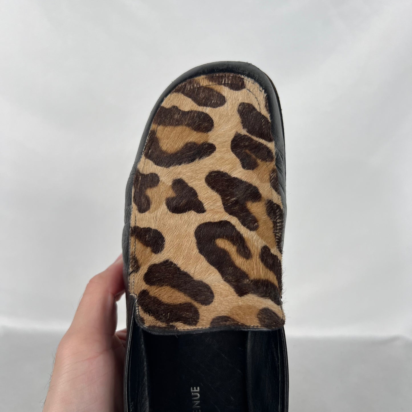00s Black Leather Cheetah Print Loafers- M's 7, W's 8.5