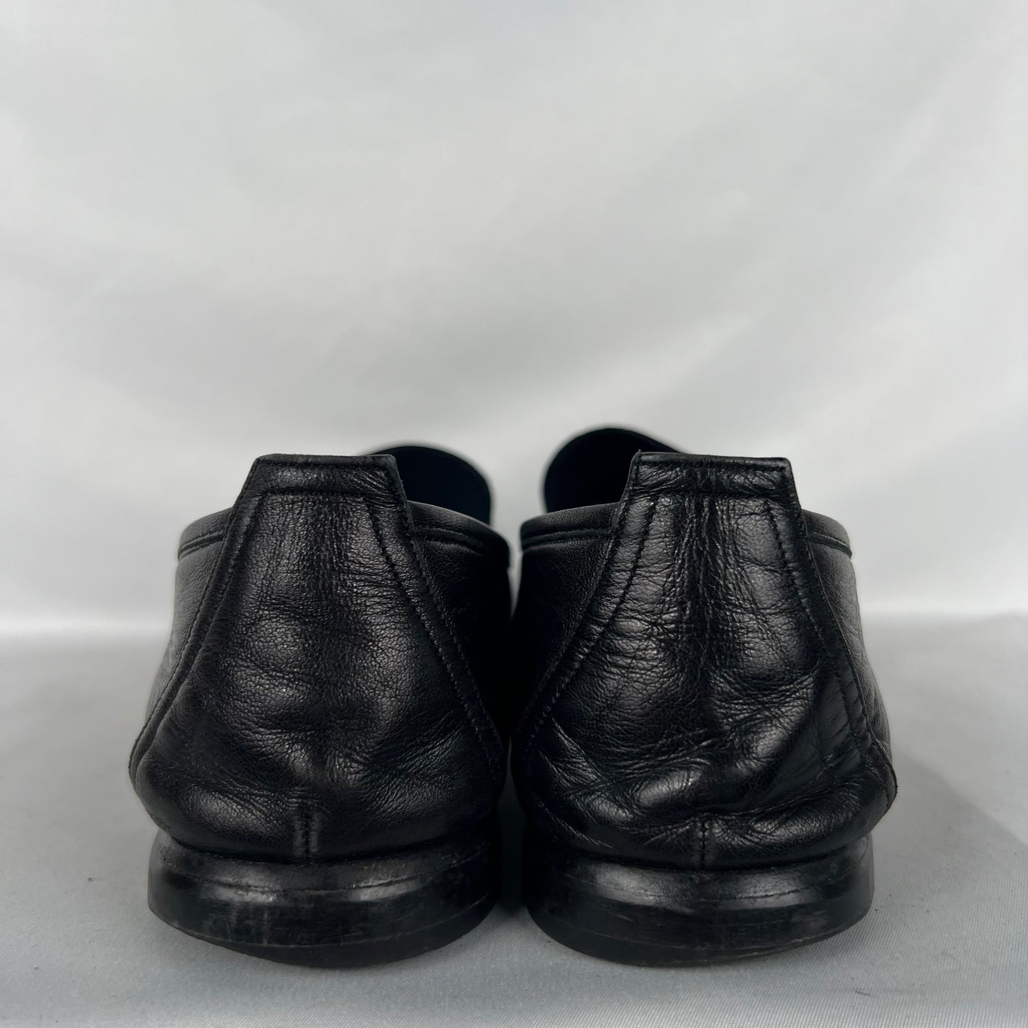 00s Black Leather Cheetah Print Loafers- M's 7, W's 8.5