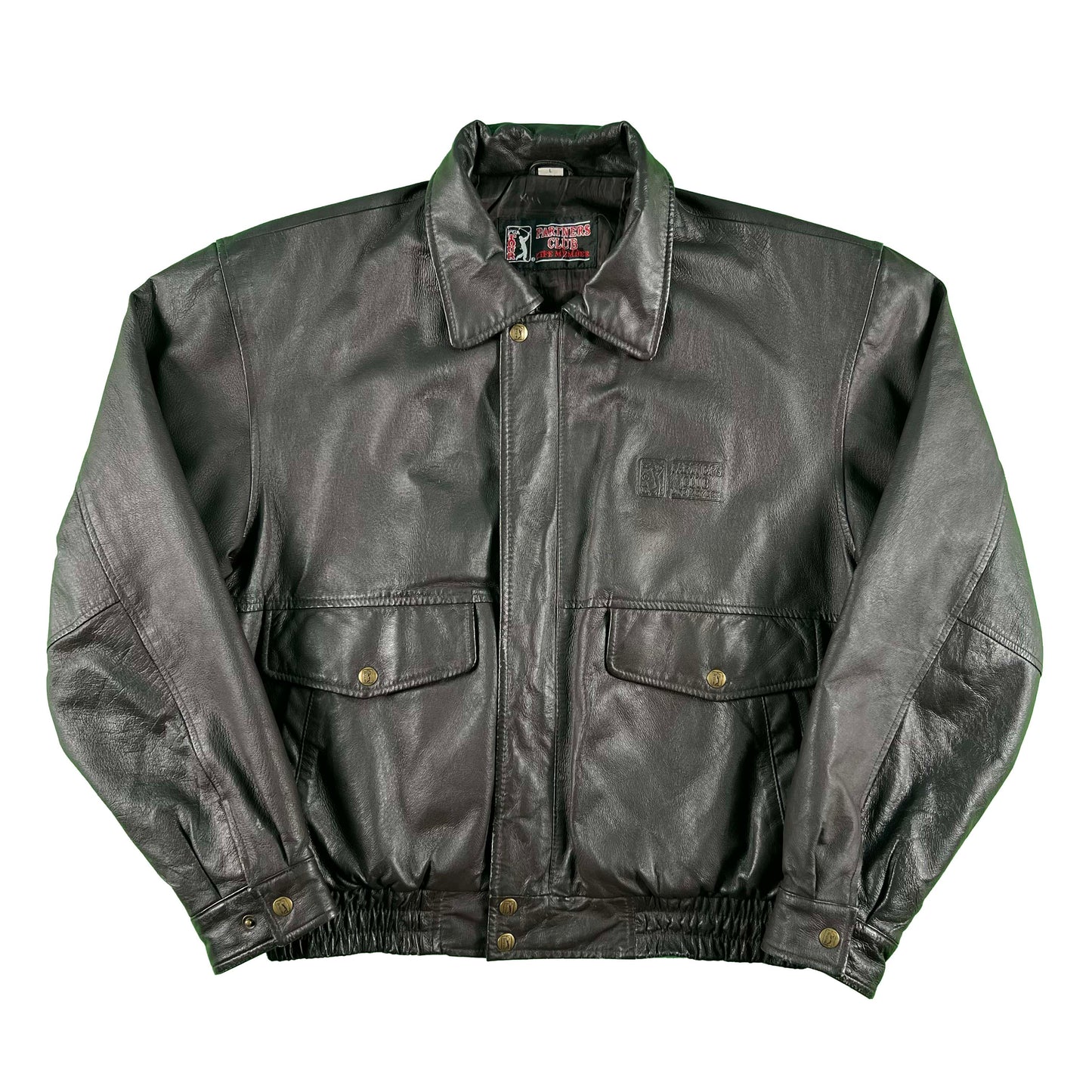 90s/00s PGA Tour Leather Bomber Jacket- L