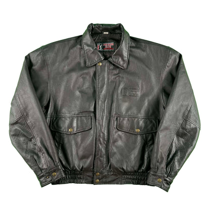 90s/00s PGA Tour Leather Bomber Jacket- L