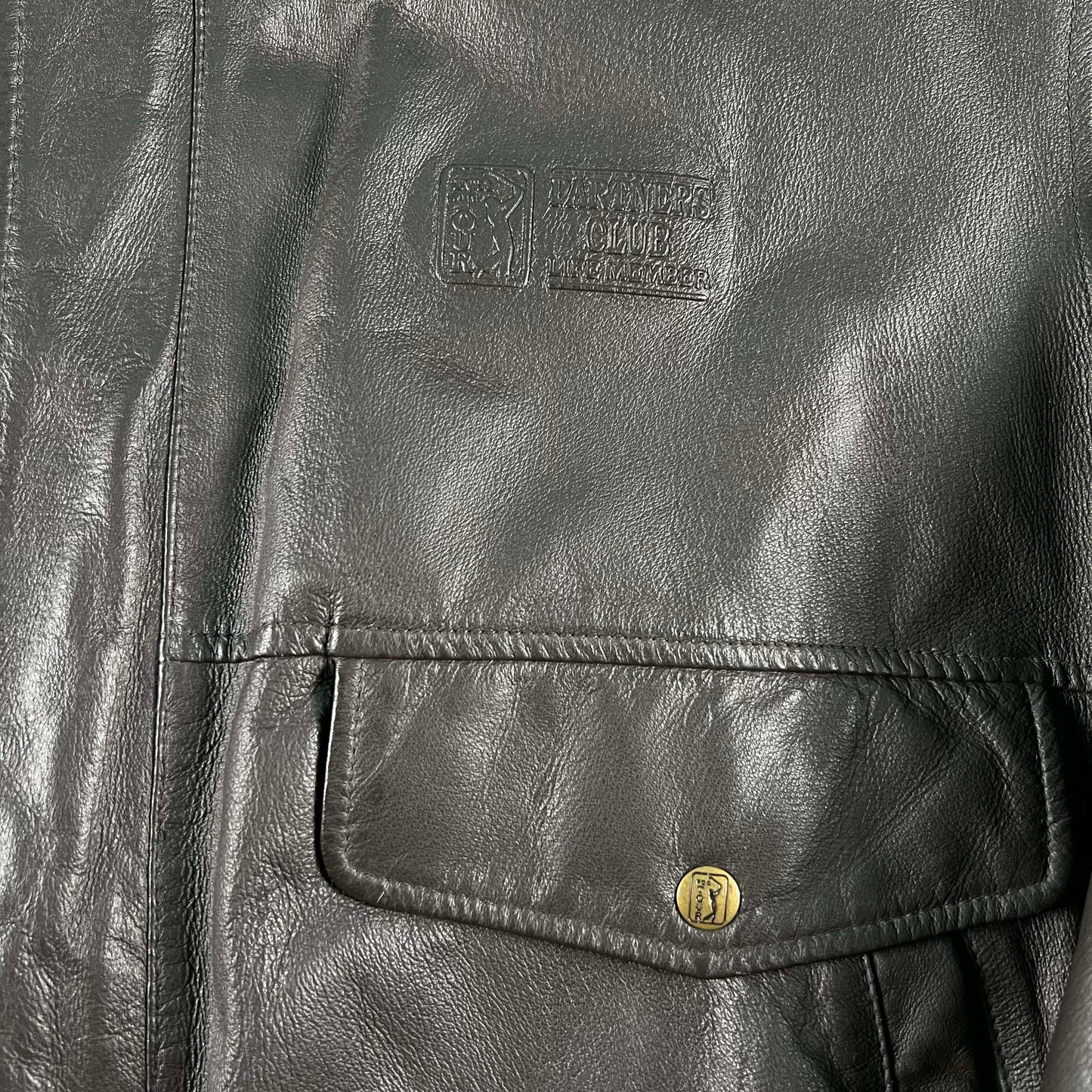 90s/00s PGA Tour Leather Bomber Jacket- L