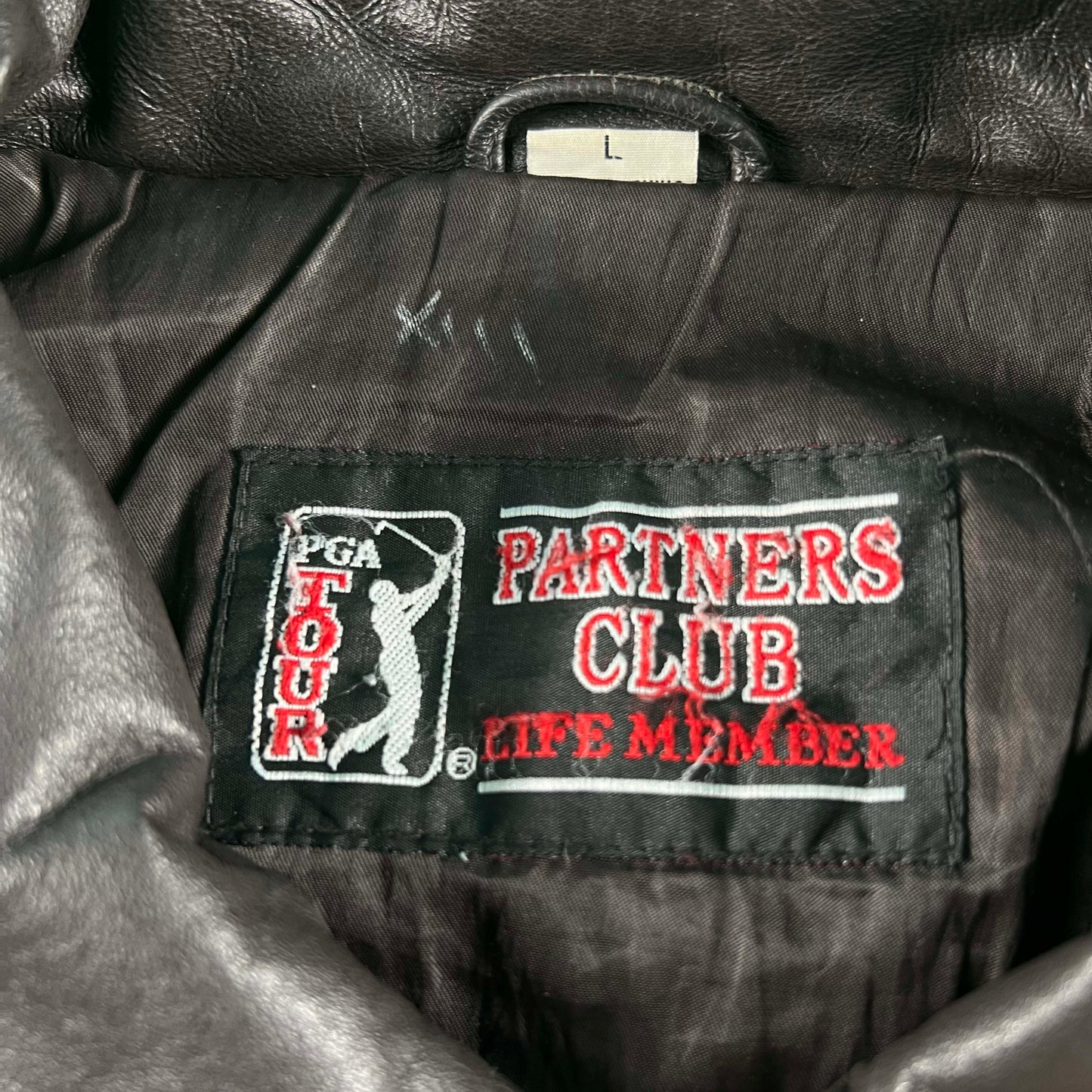 90s/00s PGA Tour Leather Bomber Jacket- L