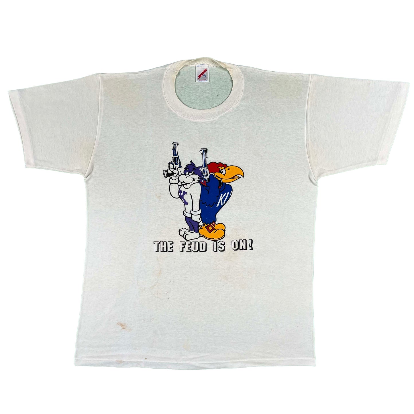 90s 'The Feud is On' KU vs KSU Gun Tee- L