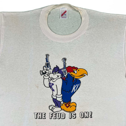 90s 'The Feud is On' KU vs KSU Gun Tee- L