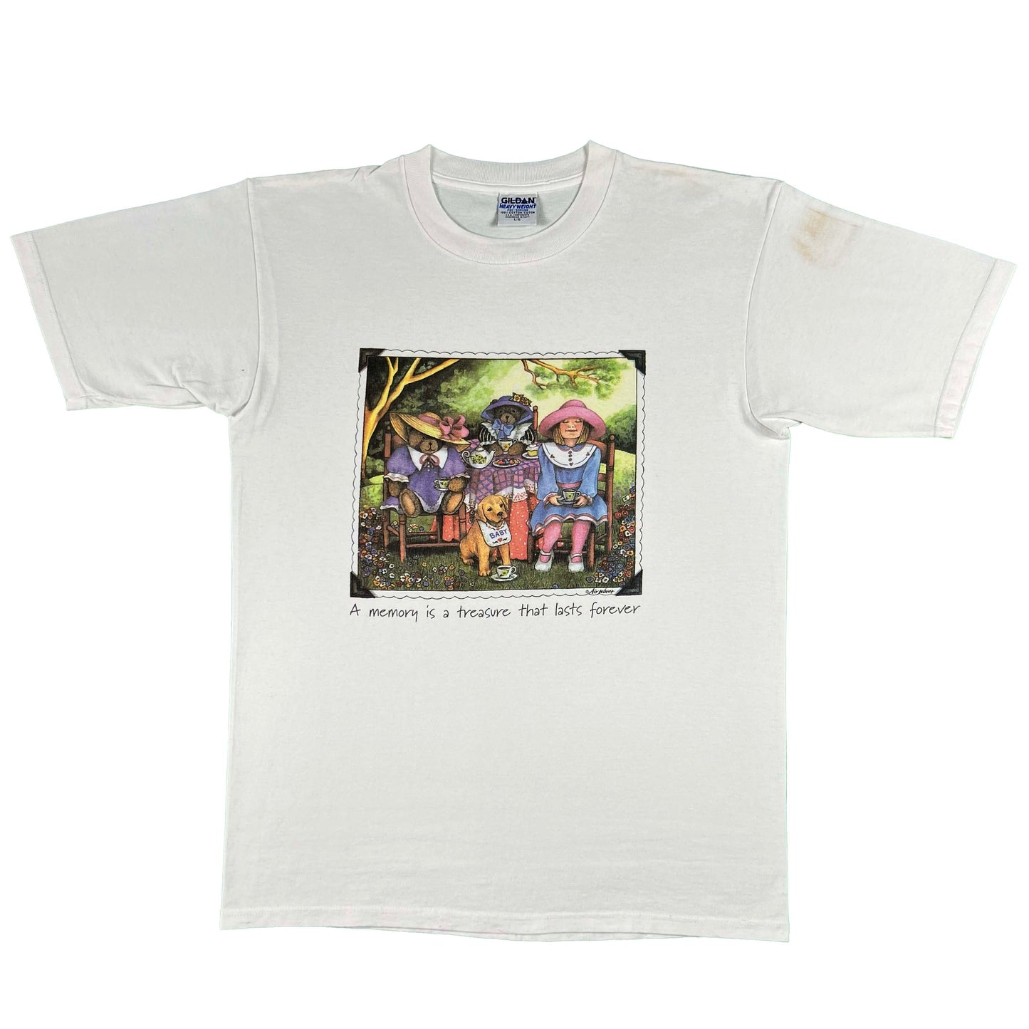 90s Cute Tea Party Tee- L