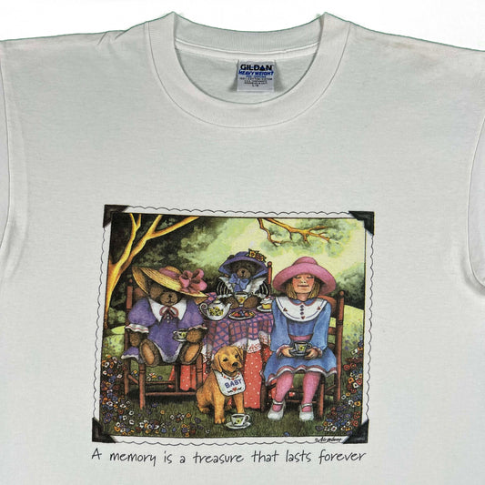 90s Cute Tea Party Tee- L