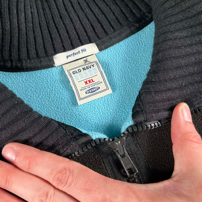 2006 Old Navy Cotton Candy Blue Lined Black Fleece Jacket- L