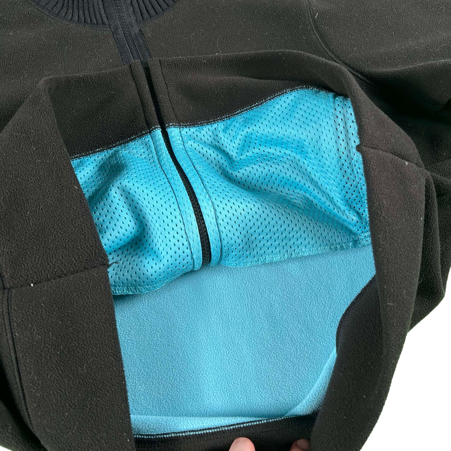 2006 Old Navy Cotton Candy Blue Lined Black Fleece Jacket- L