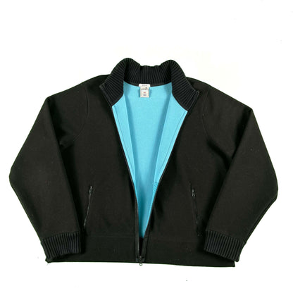 2006 Old Navy Cotton Candy Blue Lined Black Fleece Jacket- L