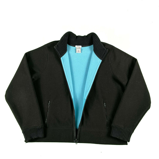 2006 Old Navy Cotton Candy Blue Lined Black Fleece Jacket- L