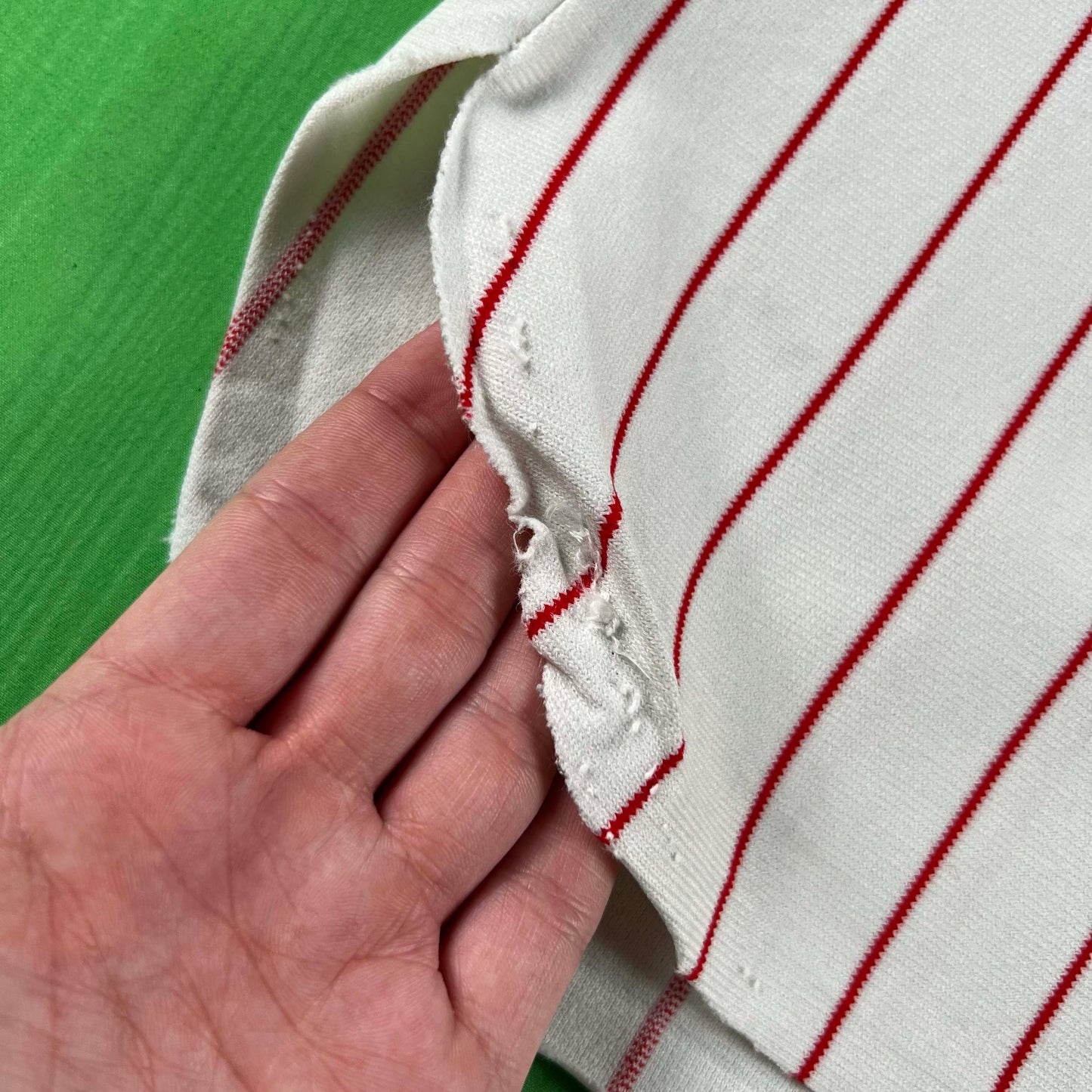 70s Patched & Striped Baseball Jersey- M