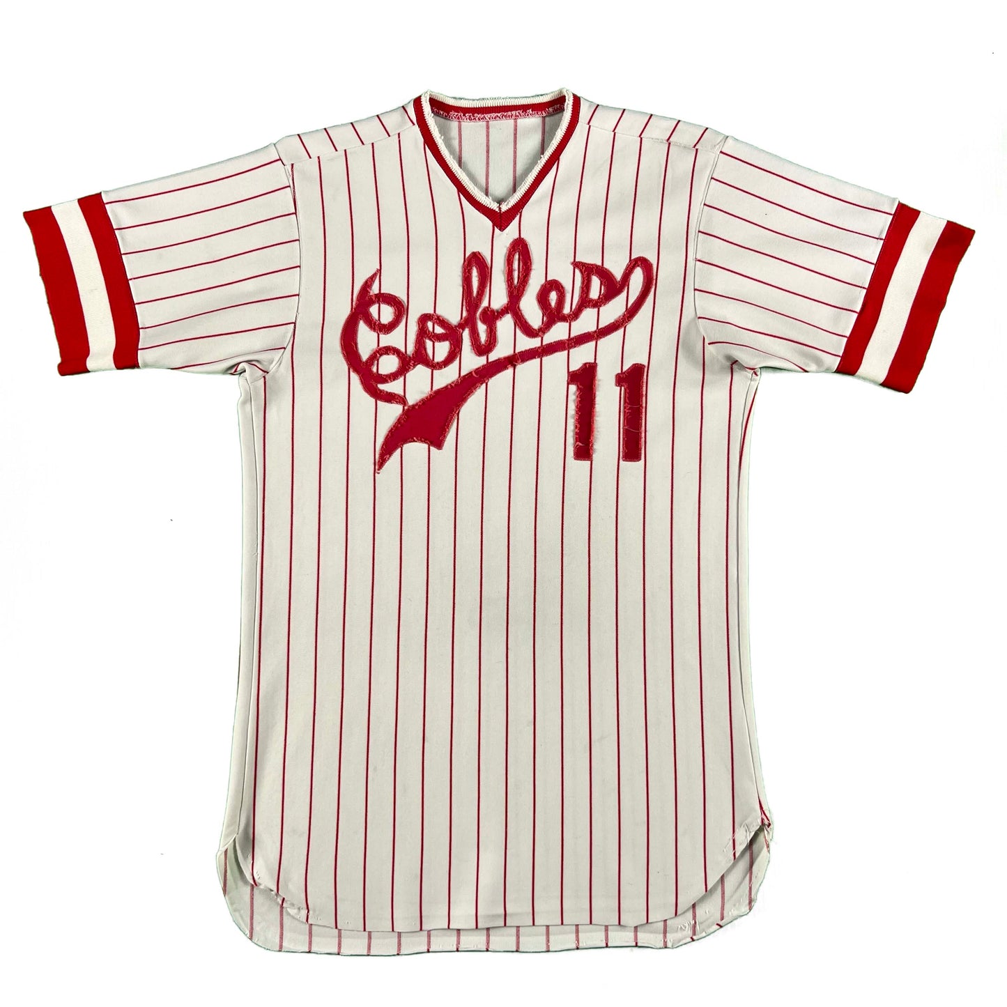 70s Patched & Striped Baseball Jersey- M