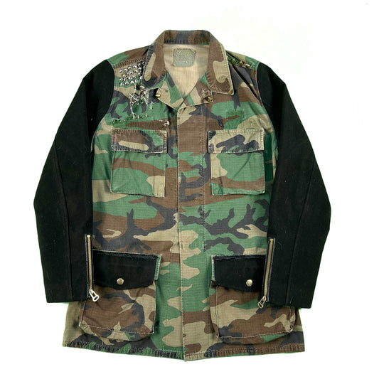 90s/00s Studded Custom Camo Punk Jacket- S