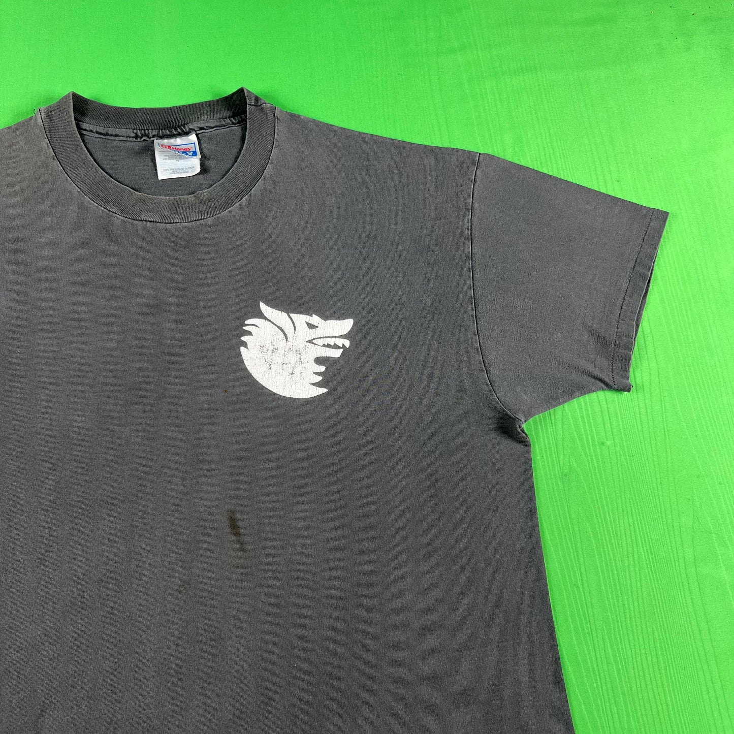 90s Stellarly Faded Black Wolf Tee- XL
