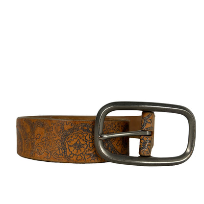 90s/00s Paisley Embellished Leather Belt- 26"-30"
