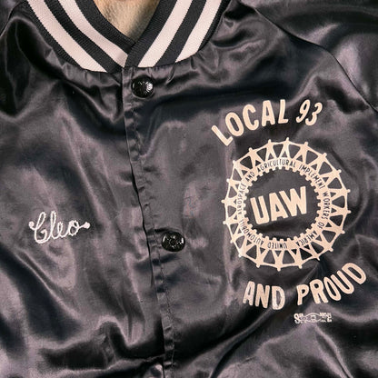 70s Chain Stitch Auto Union Satin Bomber Jacket- S