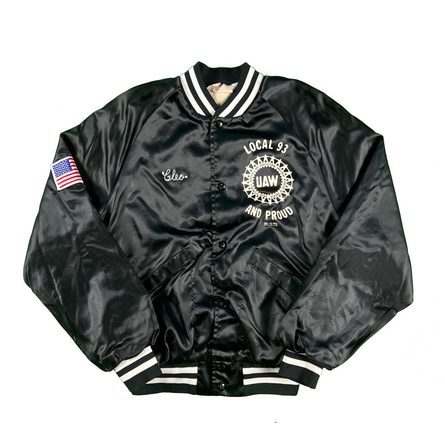 70s Chain Stitch Auto Union Satin Bomber Jacket- S