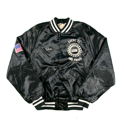 70s Chain Stitch Auto Union Satin Bomber Jacket- S