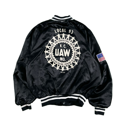 70s Chain Stitch Auto Union Satin Bomber Jacket- S