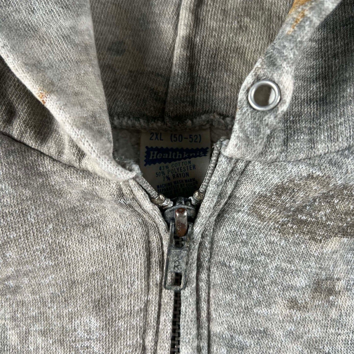 70s Rust Thrashed Zip Up Hoodie- XL