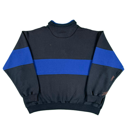 90s Striped 1/4 Zip Cropped Sweatshirt- L