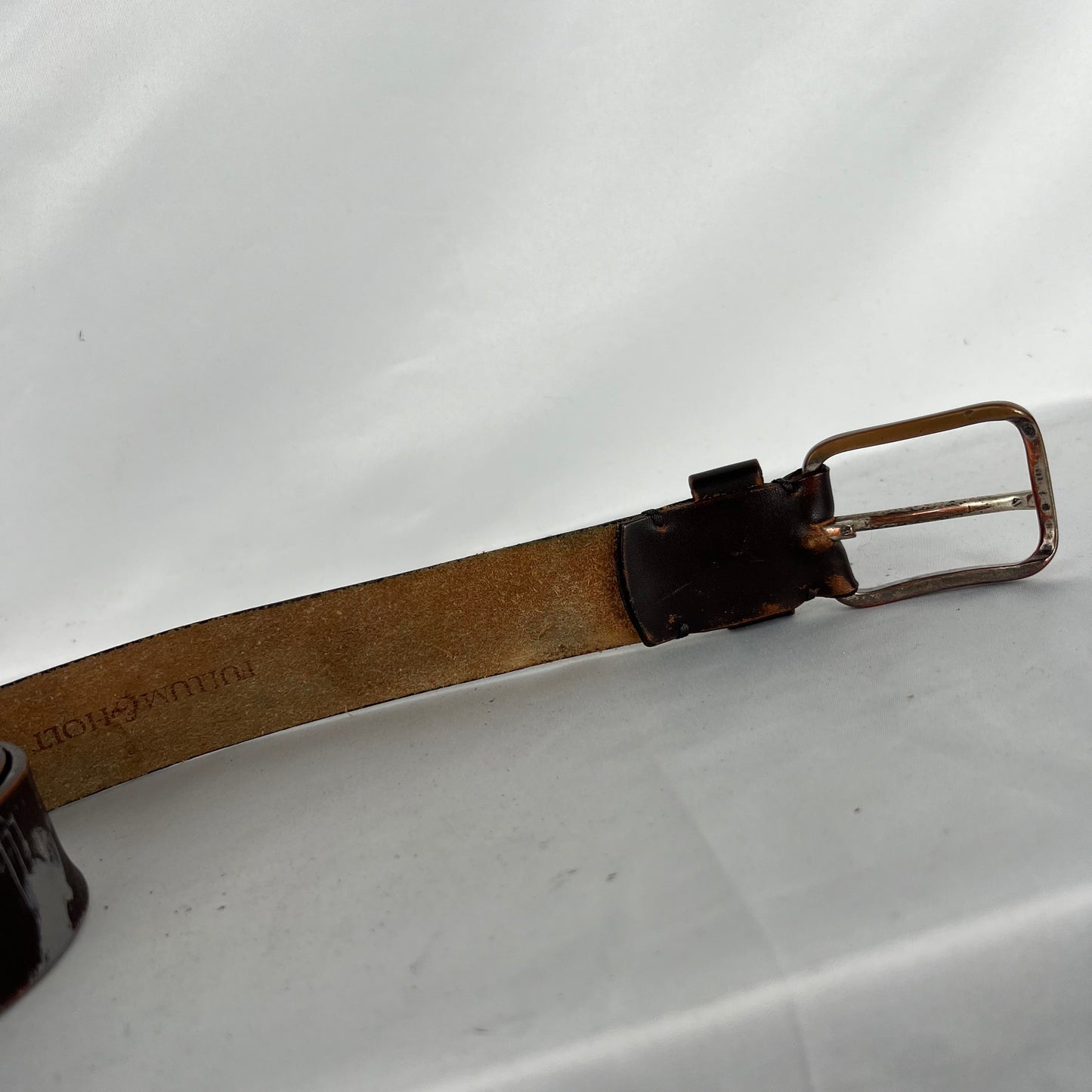 90s Fullum & Holt Patina Brown Leather Belt- 36"-40"