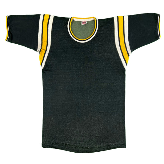 60s Black & Yellow Durene Ringer Jersey Tee- M