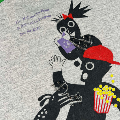 90s Safety Pinned KidPix Studio Animation Tee- XL