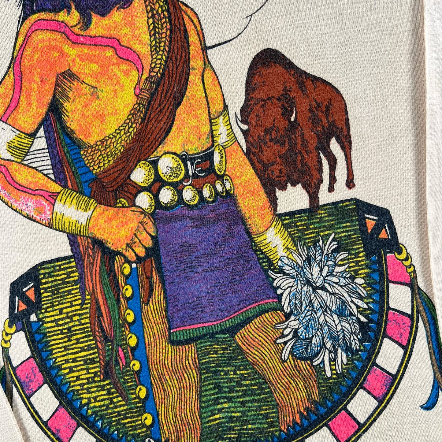 70s Native American Art Long Sleeve Acrylic Tee- S