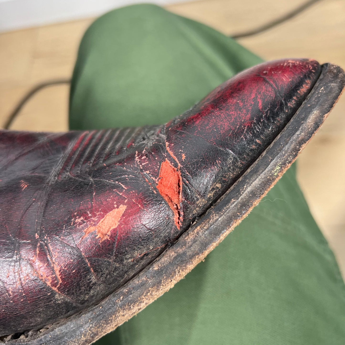 00s Lucchese Cherry Red Leather Cowboy Boots- M's 10, W's 11.5