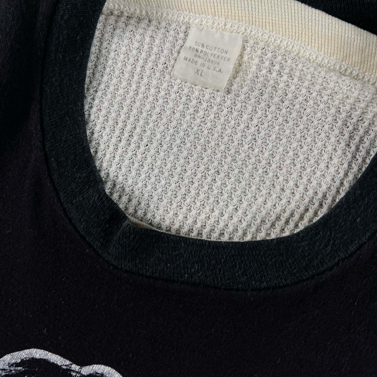 80s Jim Morrison Chop Tee & Waffle Knit Thermal- M