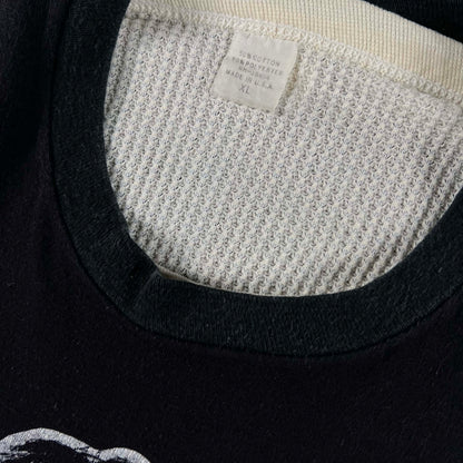 80s Jim Morrison Chop Tee & Waffle Knit Thermal- M