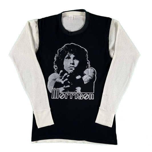 80s Jim Morrison Chop Tee & Waffle Knit Thermal- M