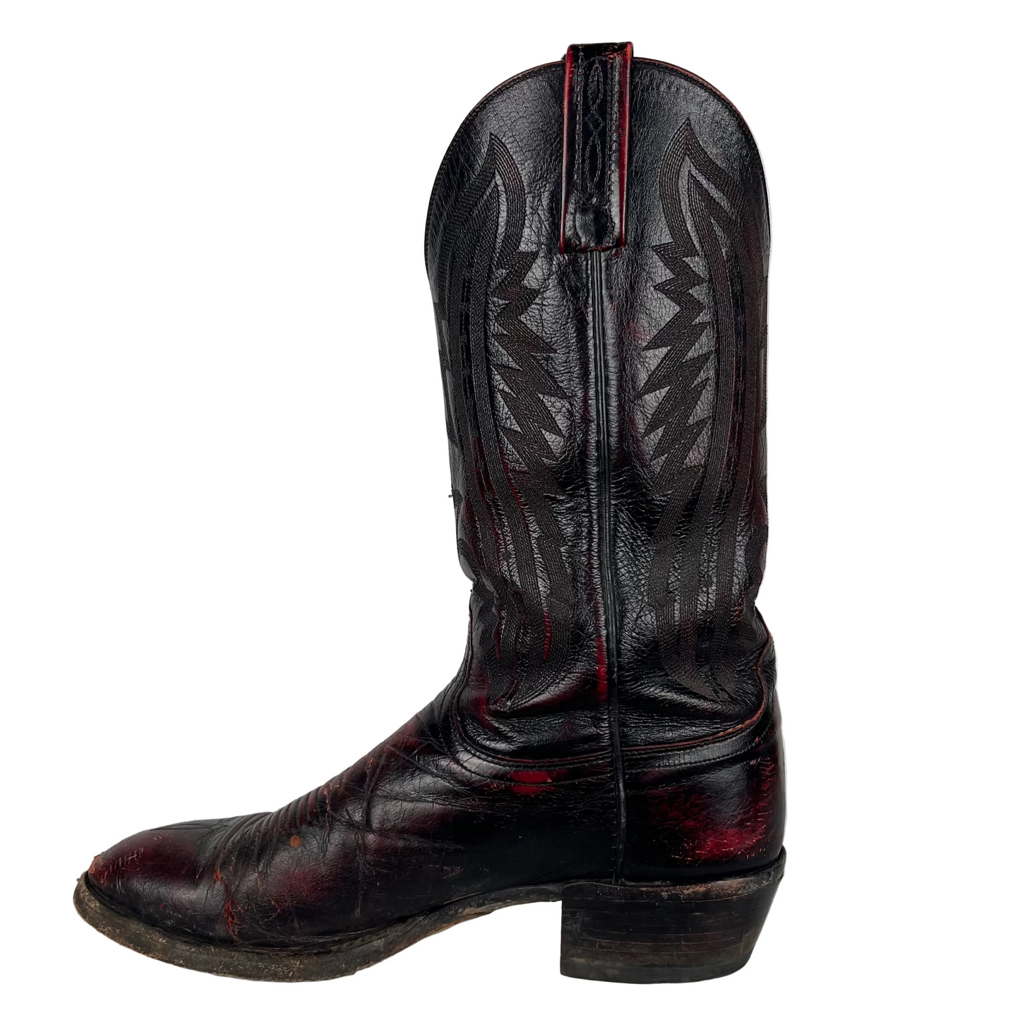 00s Lucchese Cherry Red Leather Cowboy Boots- M's 10, W's 11.5