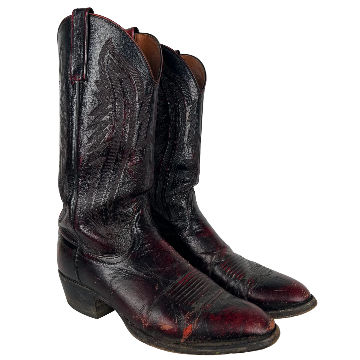 00s Lucchese Cherry Red Leather Cowboy Boots- M's 10, W's 11.5