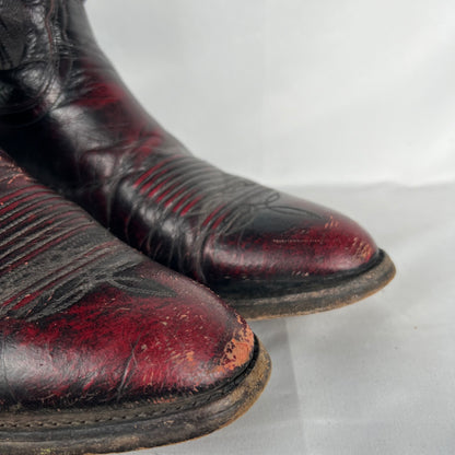 00s Lucchese Cherry Red Leather Cowboy Boots- M's 10, W's 11.5