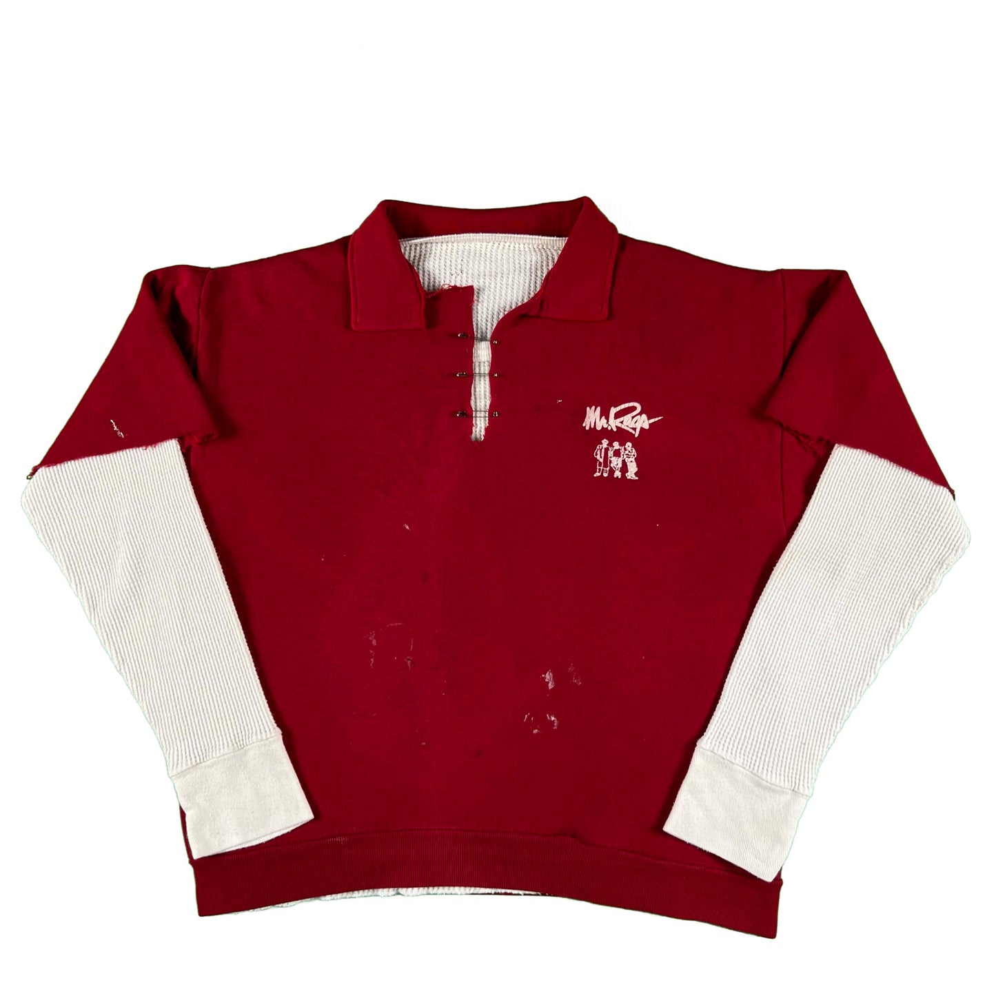 80s Mr. Rags Chopped Sweatshirt & Waffle Knit Thermal- M