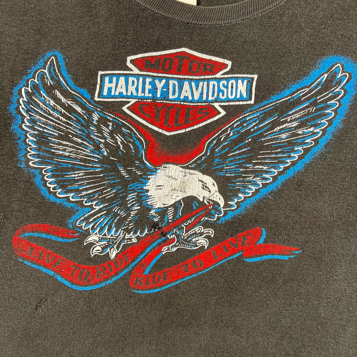 70s Harley Davidson Sun Faded Black Tank Tee- L