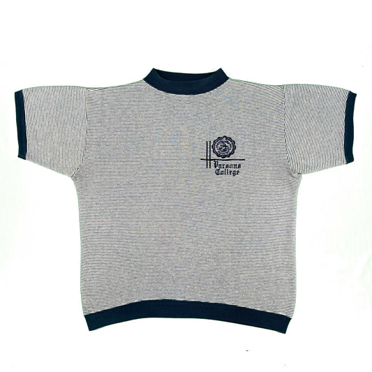 60s Parsons College Striped Short Sleeve Sweatshirt- L