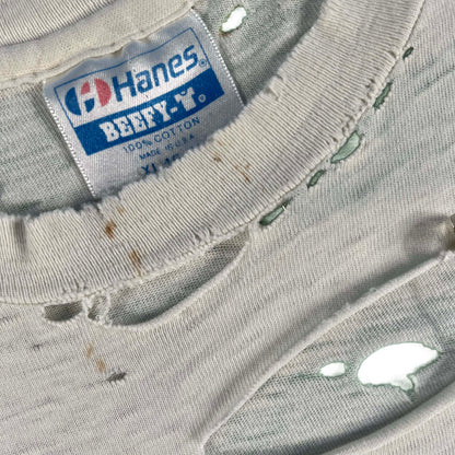 80s Tattered & Safety Pinned 'Run for the Olympics' Tank- XL