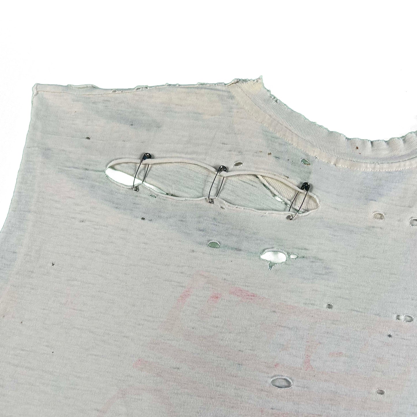 80s Tattered & Safety Pinned 'Run for the Olympics' Tank- XL