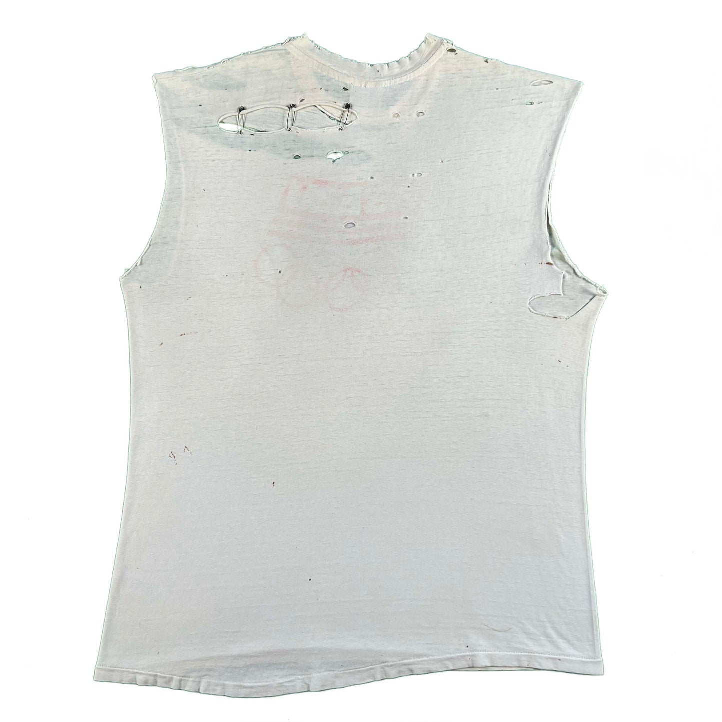 80s Tattered & Safety Pinned 'Run for the Olympics' Tank- XL