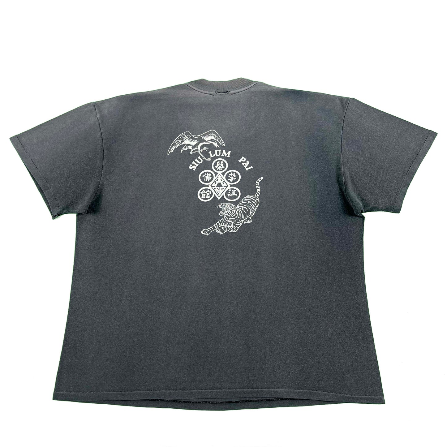 80s Perfectly Sun Faded Black Kung Fu Tee- XL
