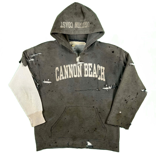 Cannon Beach Zombie Hoodie & 70s Waffle Knit Thermal- L