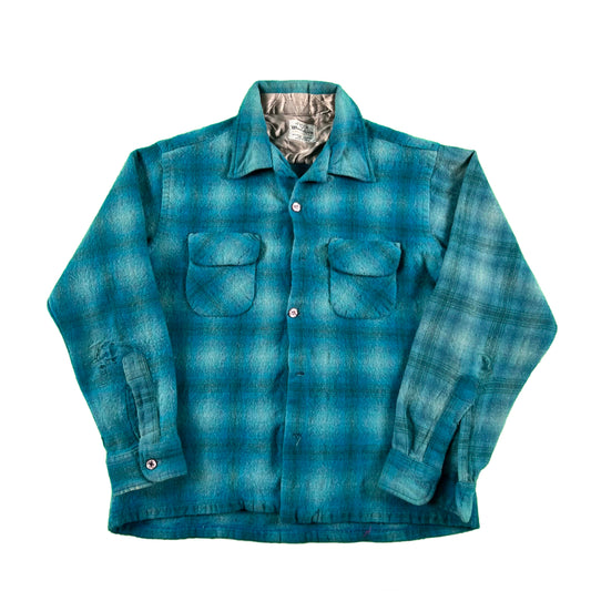 60s Blue Raspberry Loop Collar Board Shirt- S