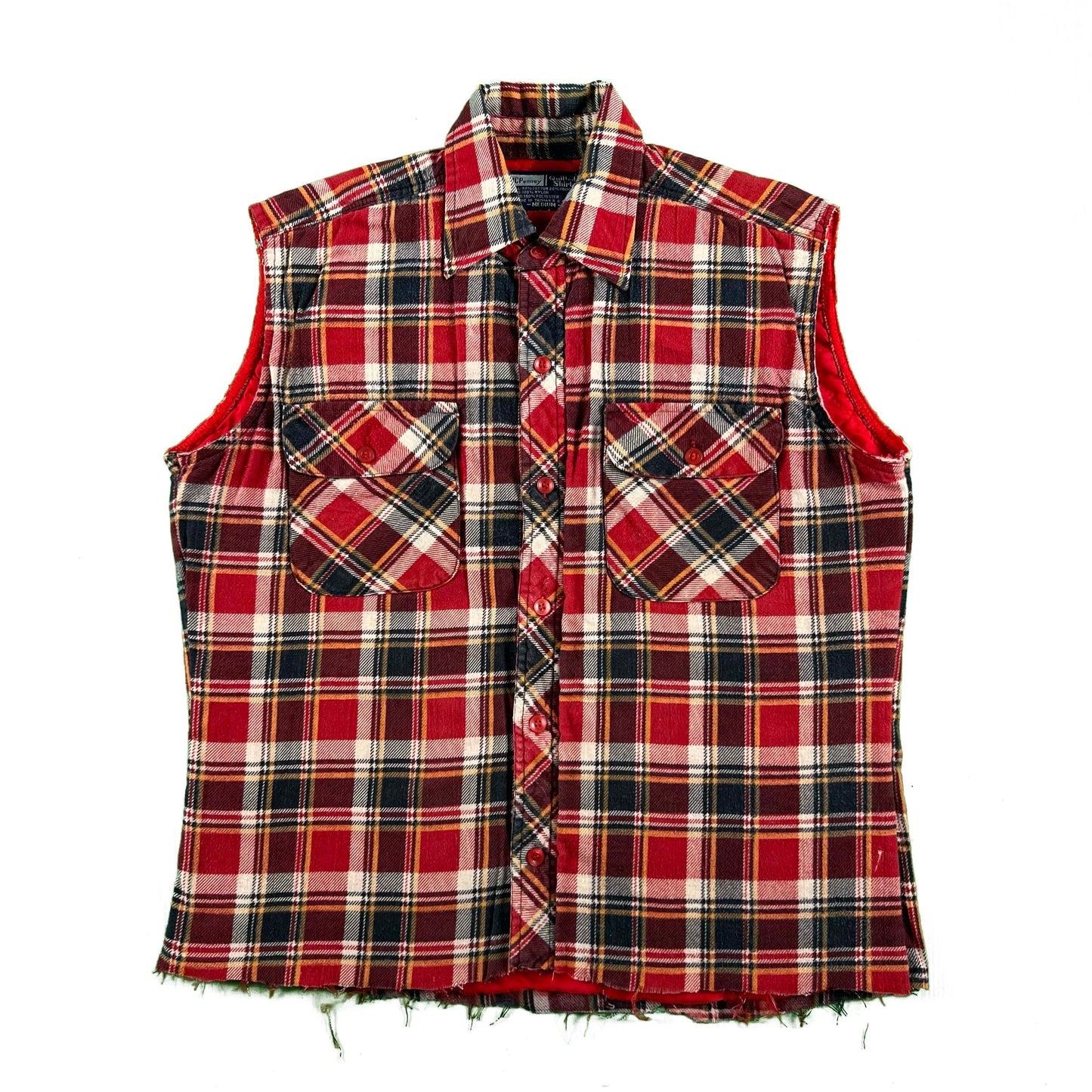 70s JcPenney Quilted Flannel Vest- M