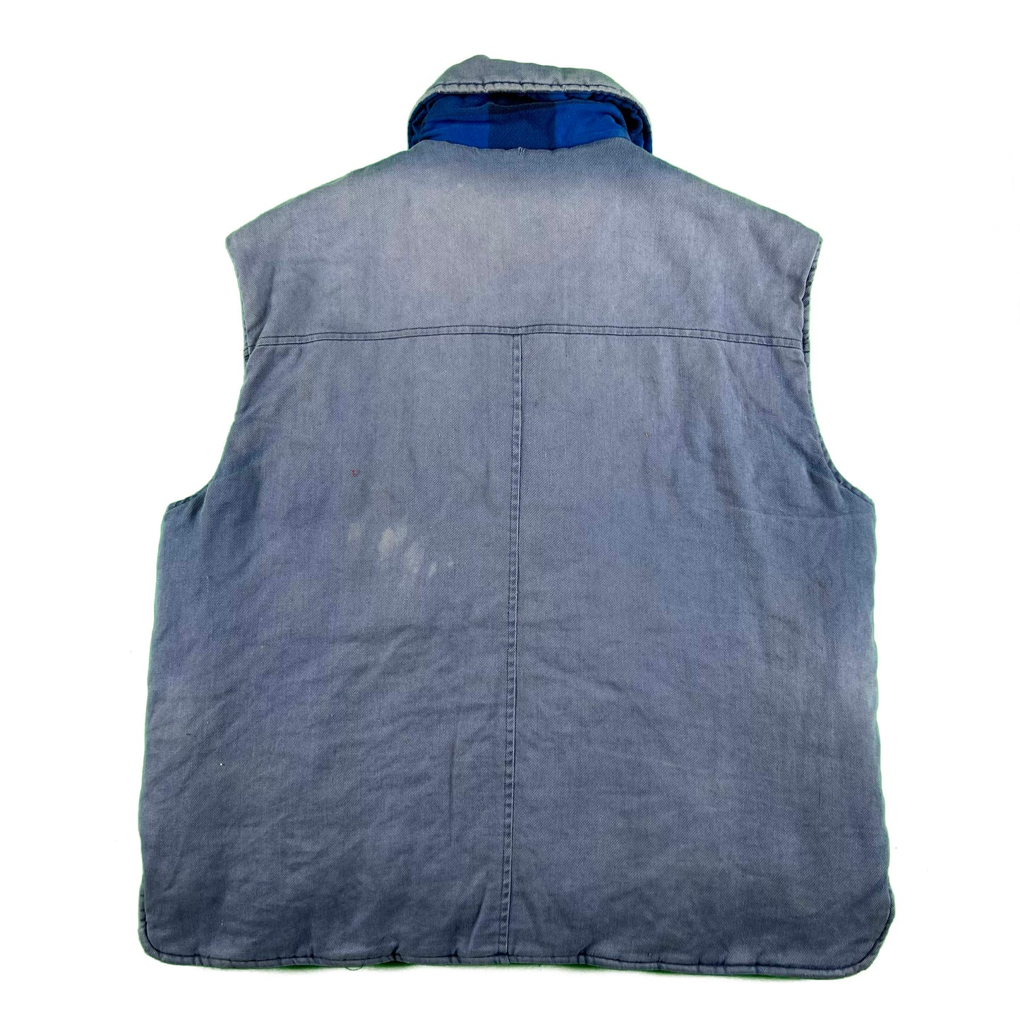 90s Sun Faded Plaid Lined Utility Vest- XL