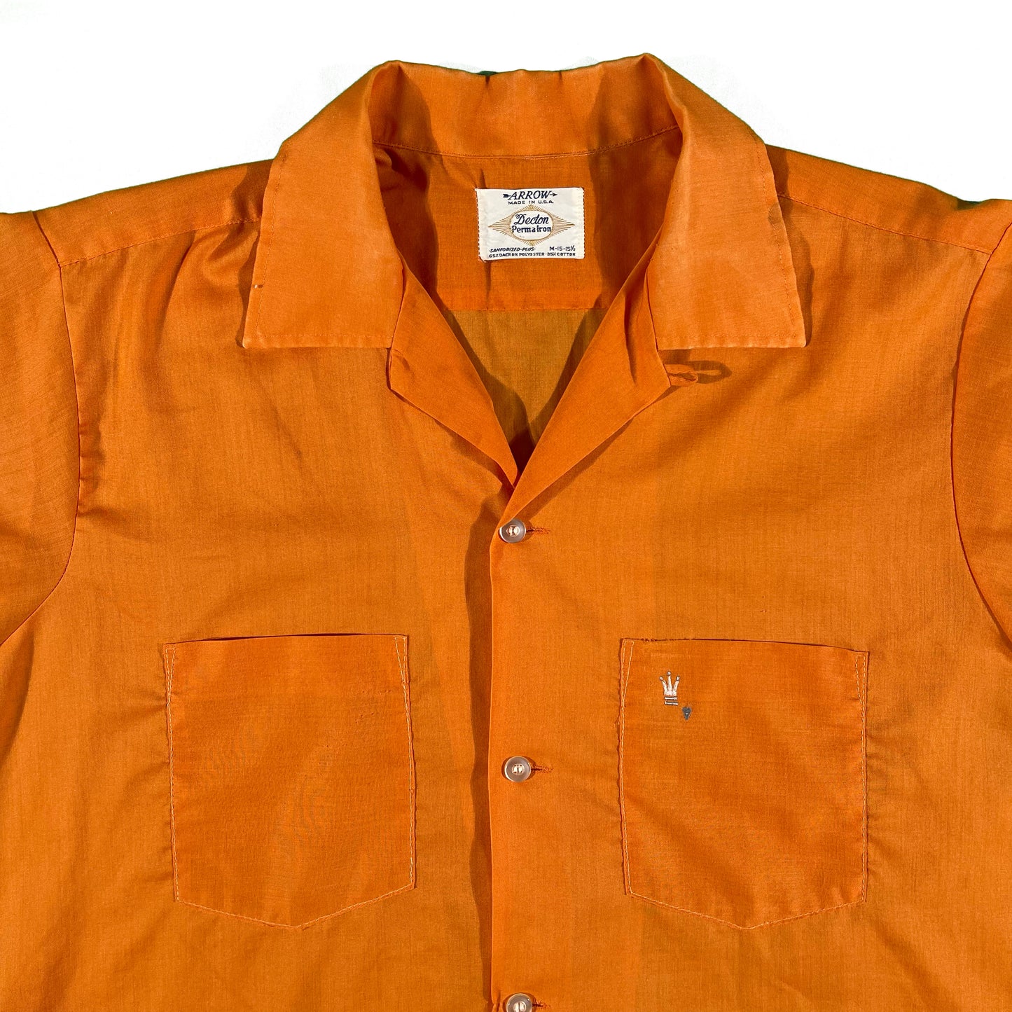 60s Lightweight Orange Arrow Loop Collar Shirt- L